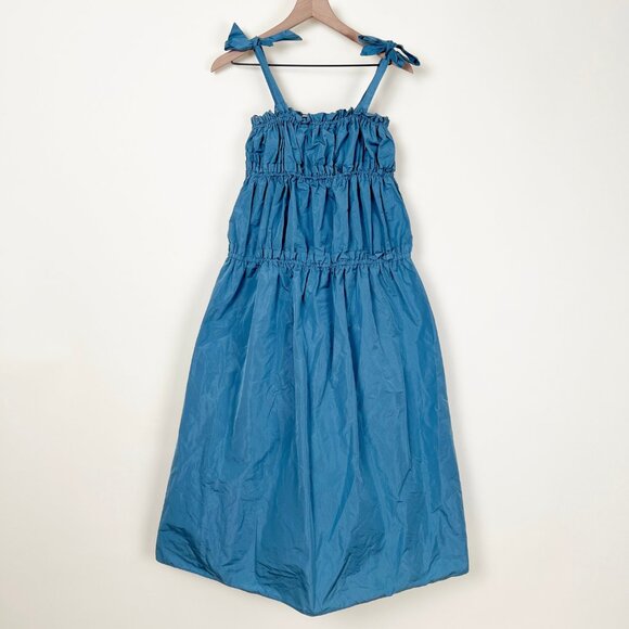 New Zara Taffeta Midi Maxi Dress Tiered Tie Straps Ruffle Romantic Wedding Guest - Picture 7 of 14